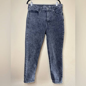 Size 12 Old Navy O.G. Straight High Rise Black Acid Wash Jeans