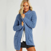 Load image into Gallery viewer, Small Altar’d State Blue Popcorn Knit Fuzzy Cozy Cardigan
