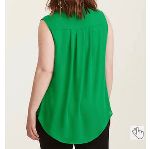 Torrid HARPER - GREEN GEORGETTE SLEEVELESS BLOUSE