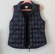 Load image into Gallery viewer, J. Crew Black &amp; Gray Plaid quilted puffer vest
