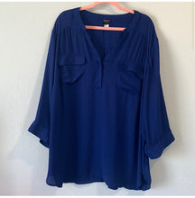 Load image into Gallery viewer, Torrid Navy Blue Pocket Blouse
