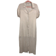 Load image into Gallery viewer, Medium En Creme Tan &amp; White Striped Button Up Dress
