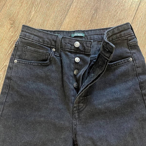 Size 2 Wild Fable Super High Rise Slim Straight Distressed Black Denim Jeans