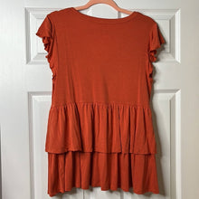 Load image into Gallery viewer, Size Medium Torrid Burnt Orange SUPER SOFT BUTTON-FRONT TIERED BABYDOLL TOP
