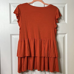 Size Medium Torrid Burnt Orange SUPER SOFT BUTTON-FRONT TIERED BABYDOLL TOP