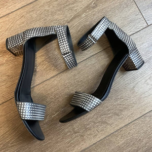 Size 9 VINCE Black & White Checkered Ankle Strap Heels