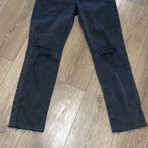 Size 2 Wild Fable Super High Rise Slim Straight Distressed Black Denim Jeans