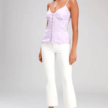 Load image into Gallery viewer, Size XL Lulus Adalee Lilac Striped Button-Up Tank Top
