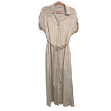 Load image into Gallery viewer, Medium En Creme Tan &amp; White Striped Button Up Dress
