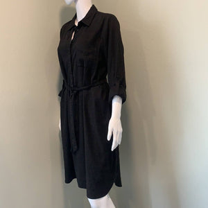 Size Large NYDJ NWOT Linen Long Sleeve Shirtdress In Black