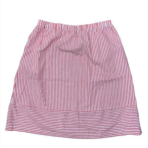 Large J. Crew Red & White Striped cotton-linen midi skirt