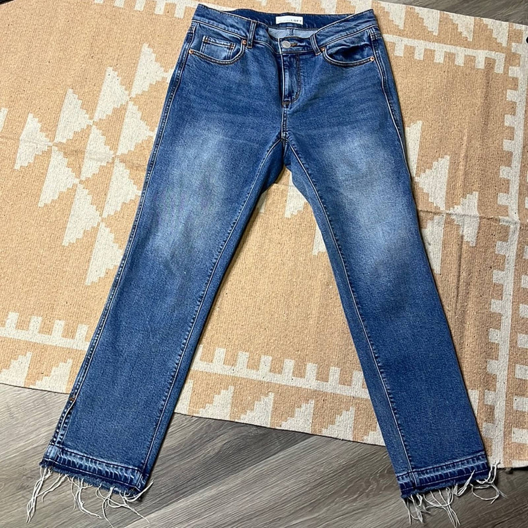 Size 27/4 Loft Modern Straight Raw Frayed Hem Jeans