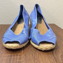 Load image into Gallery viewer, Sz 7 Ralph Lauren Cecilia Periwinkle Blue Espadrille Wedge Sandals
