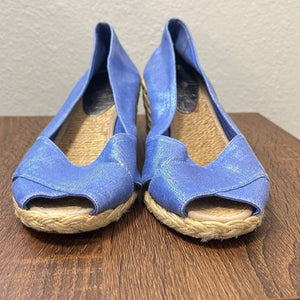 Sz 7 Ralph Lauren Cecilia Periwinkle Blue Espadrille Wedge Sandals