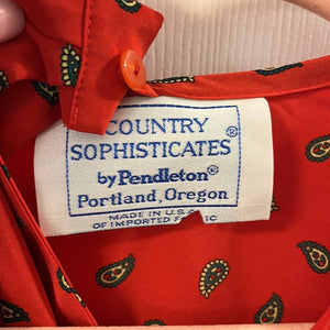 Size 24W Country Sophisticates By Pendleton NWT Plus Size Vintage Red Button Up Shirt