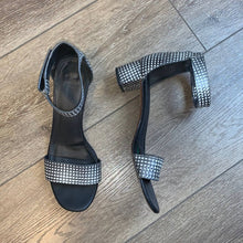 Load image into Gallery viewer, Size 9 VINCE Black &amp; White Checkered Ankle Strap Heels
