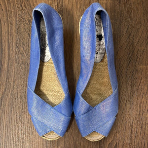 Sz 7 Ralph Lauren Cecilia Periwinkle Blue Espadrille Wedge Sandals