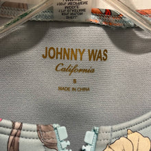 Load image into Gallery viewer, Small Johnny Was Belladonna Neoprene One pIece Front Zip Blue Floral Swim Suit

