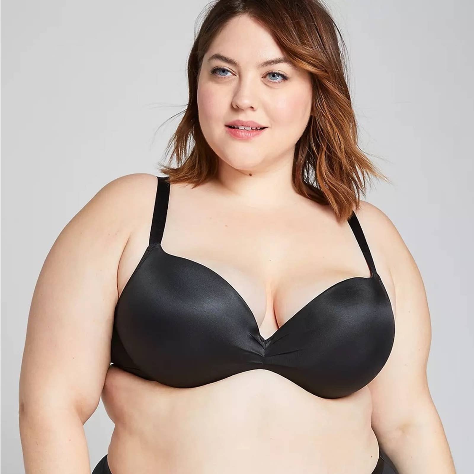 Cacique NEW Cotton Boost Plunge Push Up Bra in Black US