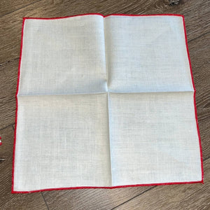 Vintage Red & Ivory Cloth Napkins