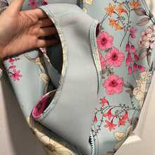 Load image into Gallery viewer, Small Johnny Was Belladonna Neoprene One pIece Front Zip Blue Floral Swim Suit
