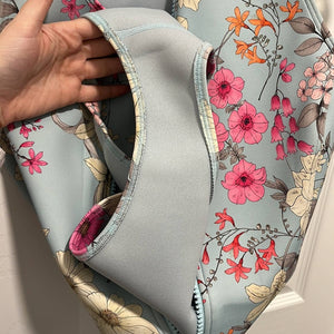 Small Johnny Was Belladonna Neoprene One pIece Front Zip Blue Floral Swim Suit