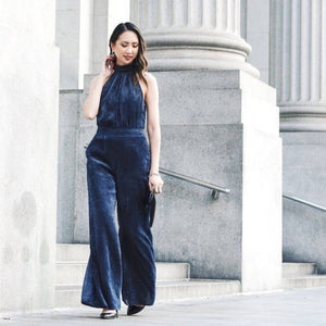 Anthropologie blue 2024 velvet jumpsuit