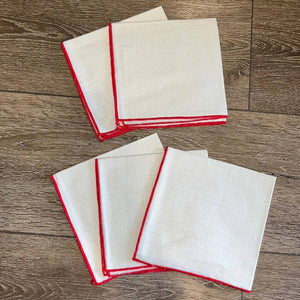 Vintage Red & Ivory Cloth Napkins