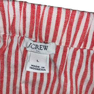 Large J. Crew Red & White Striped cotton-linen midi skirt