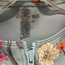Load image into Gallery viewer, Small Johnny Was Belladonna Neoprene One pIece Front Zip Blue Floral Swim Suit
