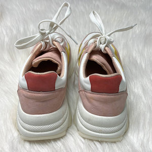 Sz 10 Unilady Pink White Yellow Color Block Platform Sneaker Tennis Shoes
