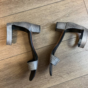 Size 9 VINCE Black & White Checkered Ankle Strap Heels