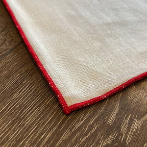 Vintage Red & Ivory Cloth Napkins