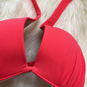 Size 34DD Victoria’s Secret Hot Pink Coral Swim Suit Halter Top