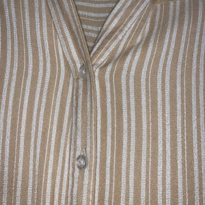 Medium En Creme Tan & White Striped Button Up Dress