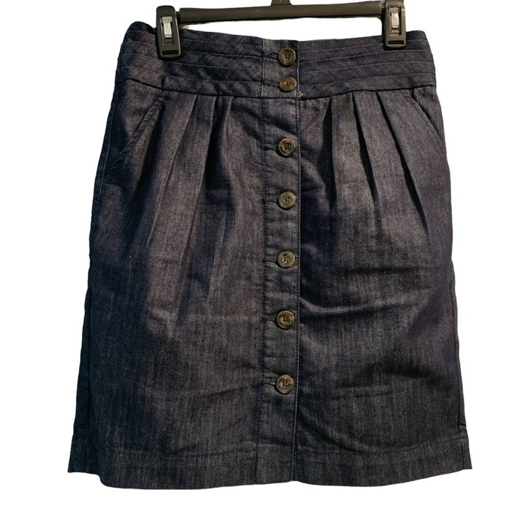 Size 6 Pilcro & The Letterpress Dark Wash High Rise Denim Button Skirt