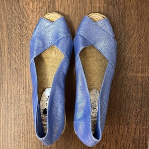 Sz 7 Ralph Lauren Cecilia Periwinkle Blue Espadrille Wedge Sandals