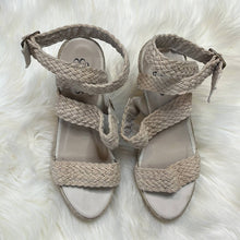 Load image into Gallery viewer, Size 7.5 N.Y.L.A Espadrille Tan Boho Strappy Platform Wedges
