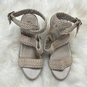 Size 7.5 N.Y.L.A Espadrille Tan Boho Strappy Platform Wedges