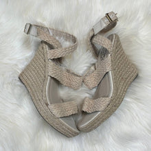 Load image into Gallery viewer, Size 7.5 N.Y.L.A Espadrille Tan Boho Strappy Platform Wedges
