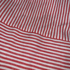 Large J. Crew Red & White Striped cotton-linen midi skirt