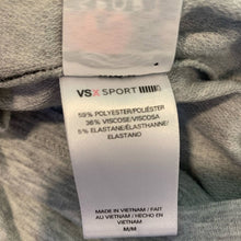 Load image into Gallery viewer, Size Medium Victoria’s Secret VSX Sport Gray Cowl Neck Spliced Long Sleeve Top
