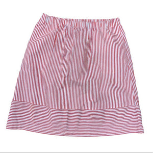 Large J. Crew Red & White Striped cotton-linen midi skirt