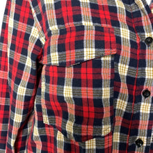 Load image into Gallery viewer, Size Large Entro Red &amp; Black Button Up Frayed Hem Flannel
