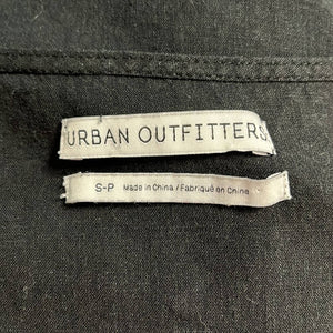 Small Urban Outfitters Black Linen Puff Sleeve V-Neck Button Shirt