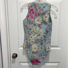 Load image into Gallery viewer, Small Johnny Was Belladonna Neoprene One pIece Front Zip Blue Floral Swim Suit
