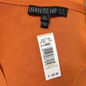 Size XL Lafayette 148 NWT Orange Stretchy V-Neck Ribbed Tank Top