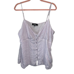 Size XL Lulus Adalee Lilac Striped Button-Up Tank Top