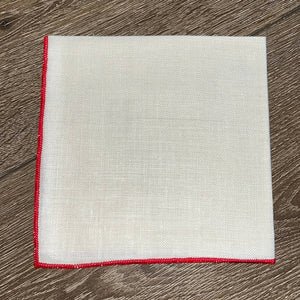 Vintage Red & Ivory Cloth Napkins